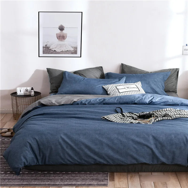 Afralia™ Solid Color Quilt Cover Set, Polyester Single Double Bedding with Pillowcases