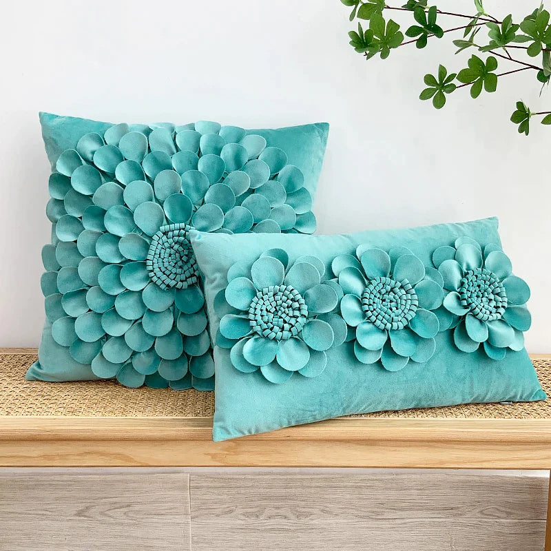 Afralia™ Chrysanthemum Sun Flower Velvet Cushion Cover Set for Cozy Home Decor