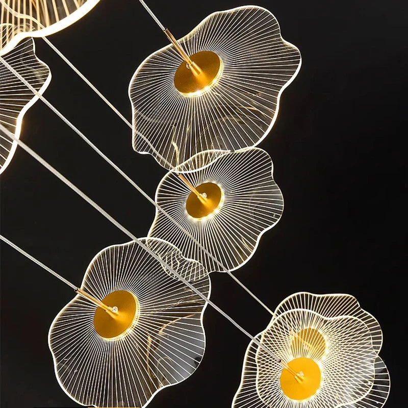 Afralia™ Crystal Chandelier Stair Pendant Lamp Living Room Pendant Lights Interior Lighting