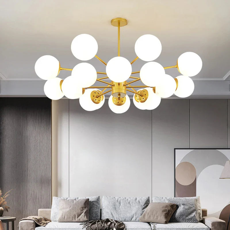 Afralia™ Glass Ball Chandelier: Modern Lustre Lighting for Living Room, Bedroom, Dining Room
