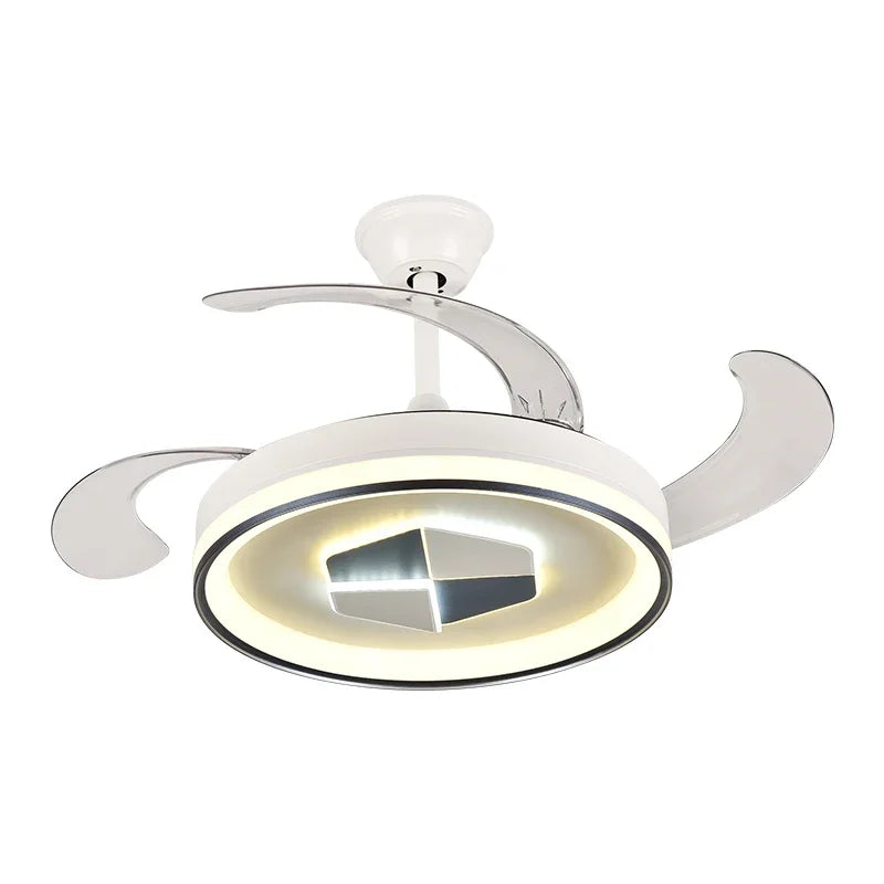 Afralia™ Invisible LED Chandelier Ceiling Fan: Modern Resin Décor, Circular Design, Hotel Living Room