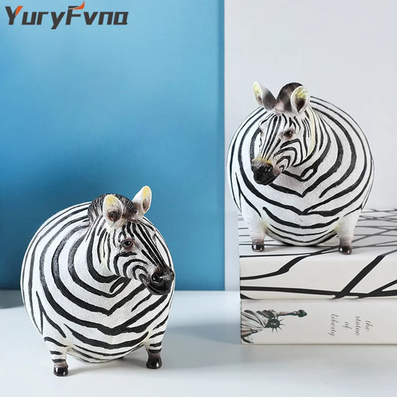 Afralia™ Nordic Fat Zebra Miniature: Creative Modern Art Animal Figurine Ornament