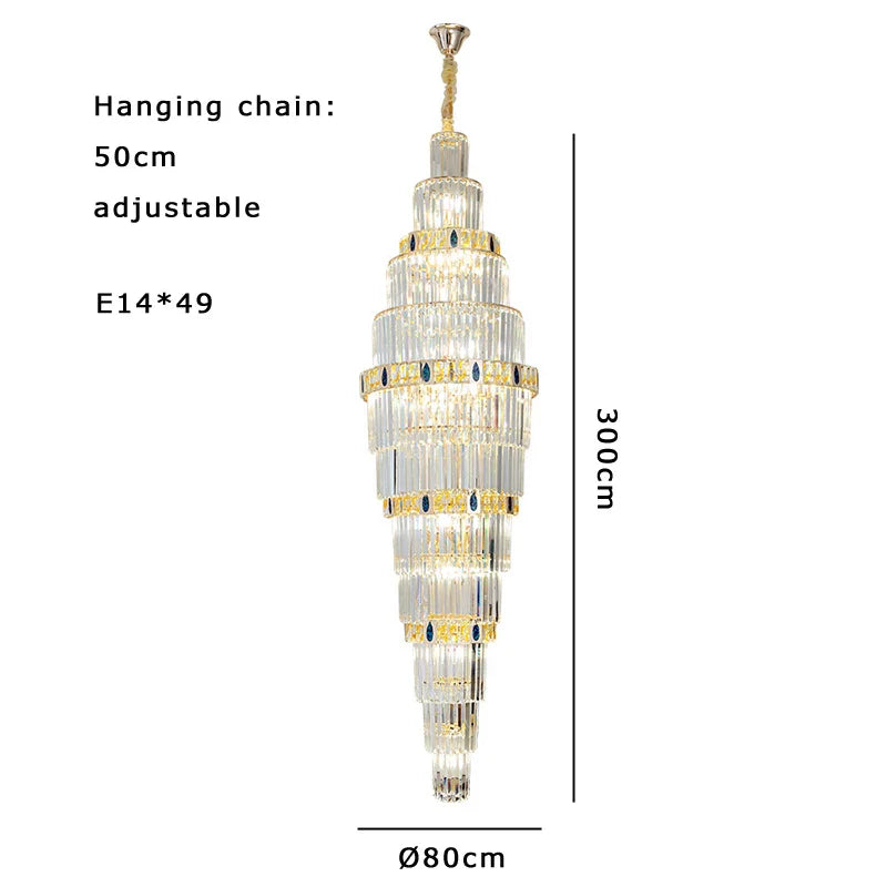 Afralia™ Nordic Modern Luxury Crystal Ceiling Chandelier for Foyer Hotel Stairwell Villa