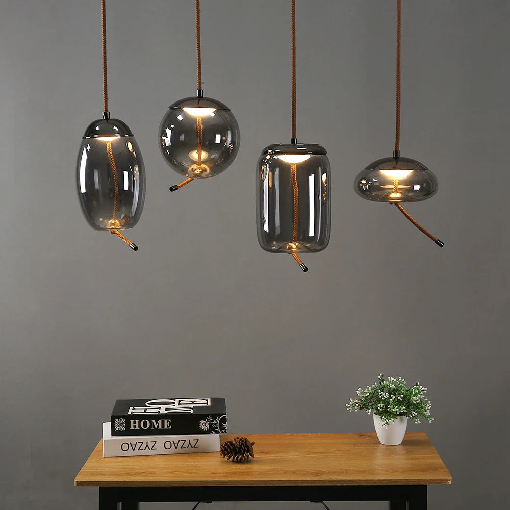 Afralia™ Scandinavian Glass Pendant Lights Knot Design Hanging Lamp Fixtures
