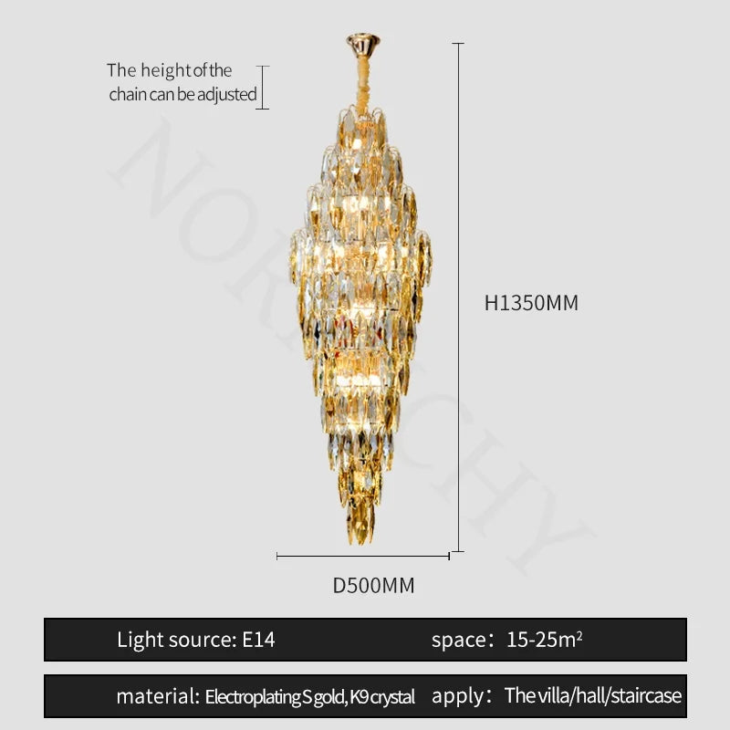 Afralia™ European Crystal Duplex Chandelier for Hotel Lobby Staircase & Villa Living Room