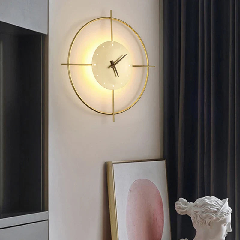 Afralia™ Modern Nordic Wall Clock Lamp for Bedroom and Living Room