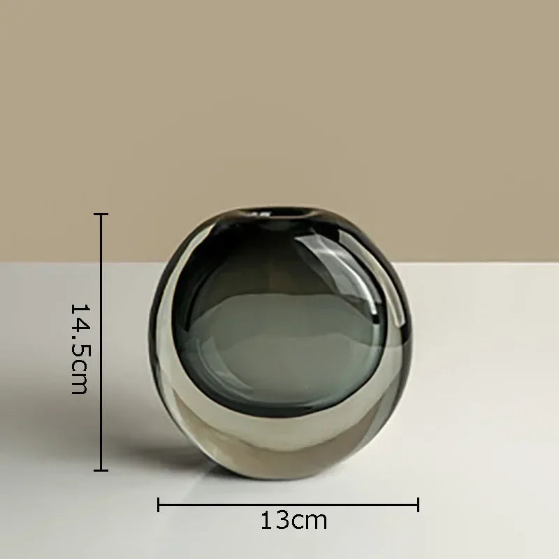 Afralia™ Elegant 2-Tone Glass Vase with Artificial Flowers for Modern Home Decor