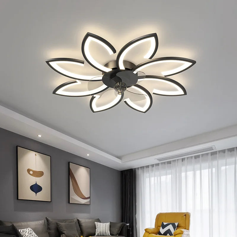 Afralia™ Modern LED Ceiling Fan Light Invisible Blade Bedroom Lighting Remote Control