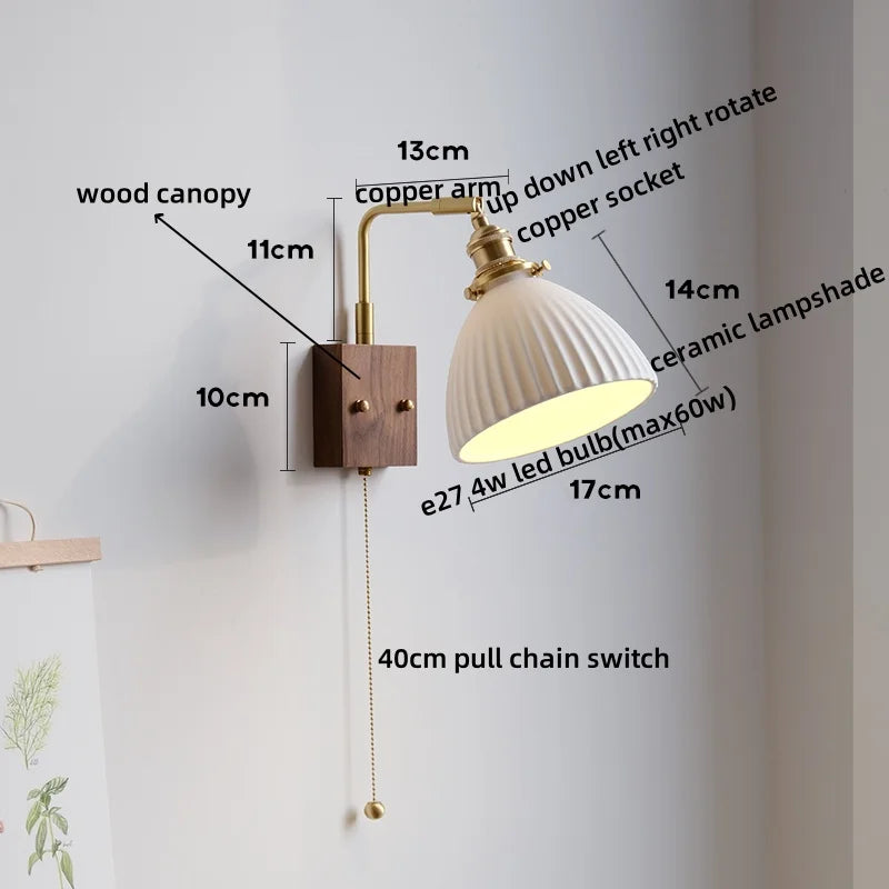 Afralia™ Ceramic Copper LED Wall Lamps Bedroom Bathroom Mirror Light Fixtures