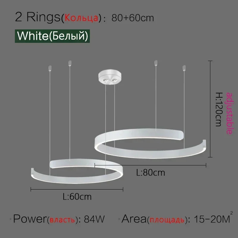 Afralia™ Minimalist Circle Rings Ceiling Chandelier Pendant Light for Home Decor