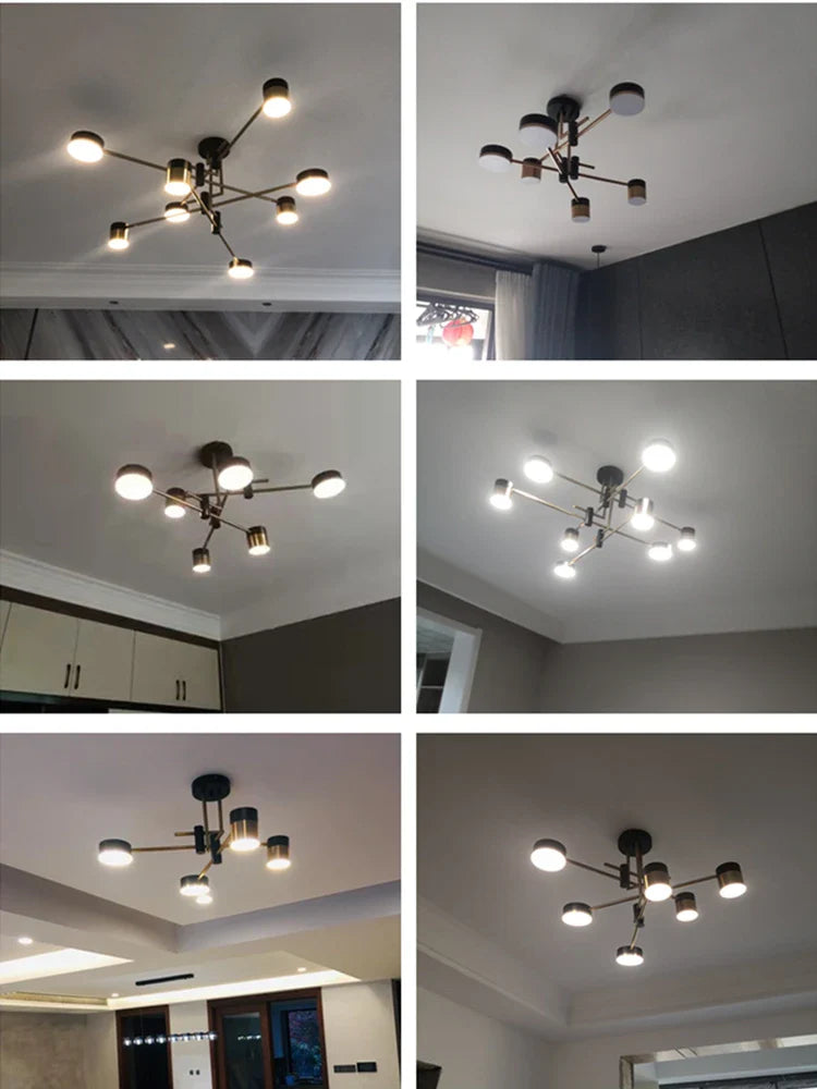 Afralia™ Modern Chandeliers Living Room Kitchen Dining Pendant Lights 3 Color Dimmable