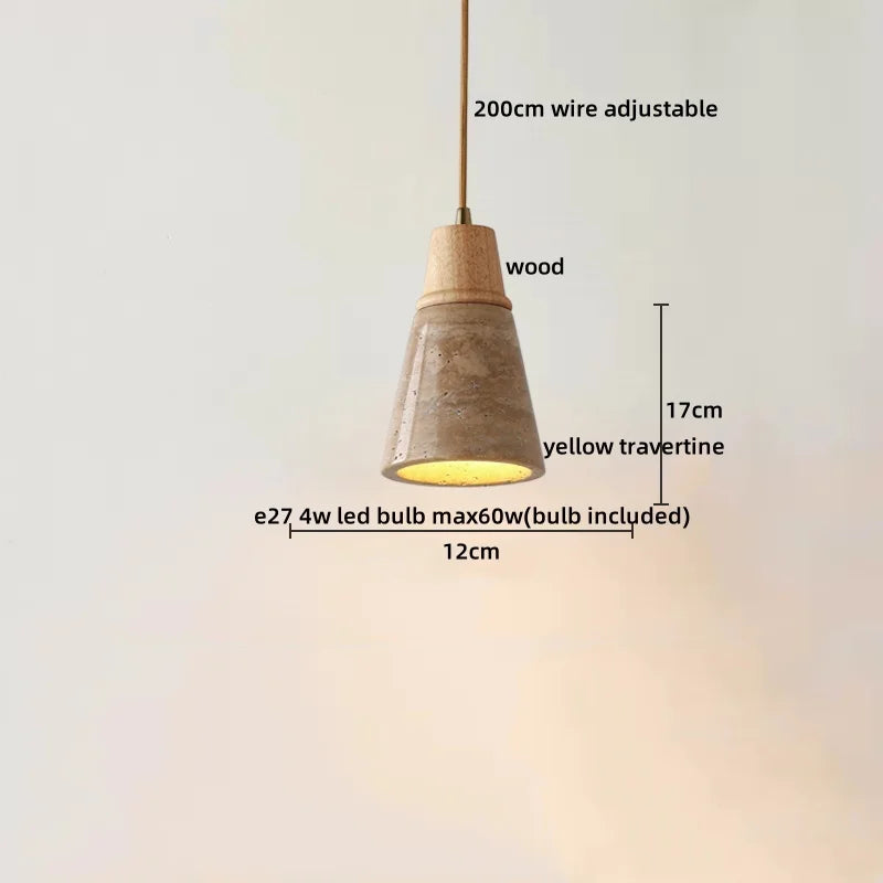 Afralia™ LED Yellow Travertine Hanging Lamp for Home Decor and Lighting Fixtures