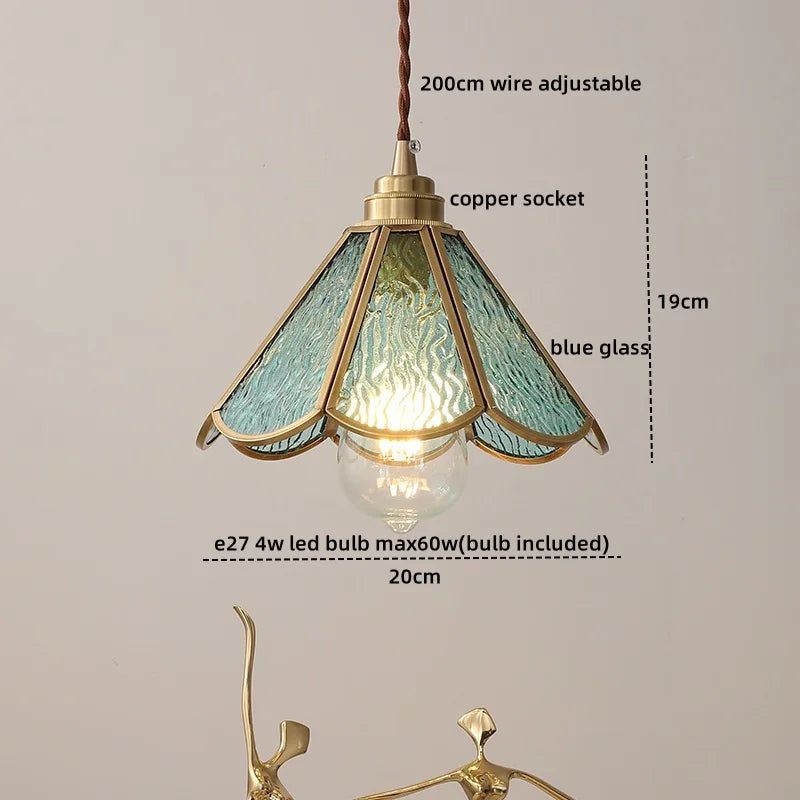 Afralia™ Glass Copper LED Hanging Light: Nordic Pendant Lamp, Living Room Bedroom Coffee Knob Switch