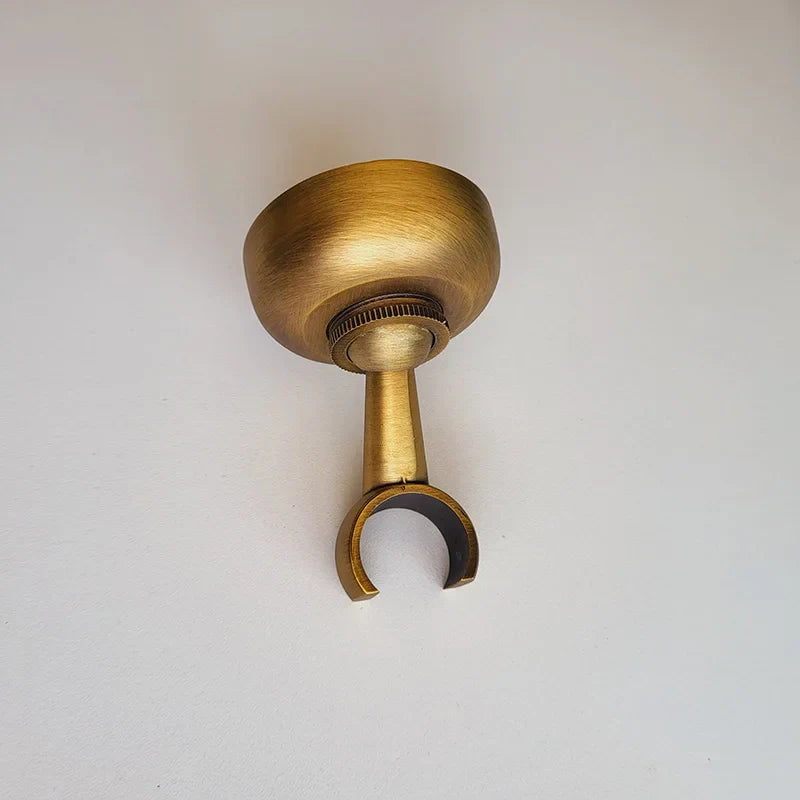 Afralia™ Antique Brass Hand Shower Holder Hook Pedestal Bracket Wall Mount Bathroom Accessories