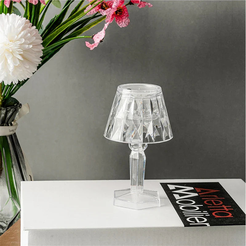 Afralia™ Crystal Diamond LED Night Light Table Lamp for Bedroom Reading