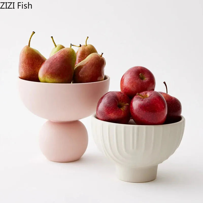 Afralia™ Ceramic Fruits Bowl Tray, Breakfast Dinner Plates, Hotel Restaurant Fruit Plate