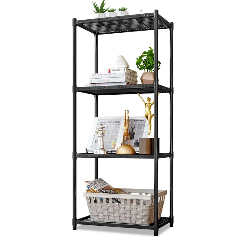 Afralia™ Metal 4-Layer Storage Shelf for Living Room, Bathroom, and Kitchen
