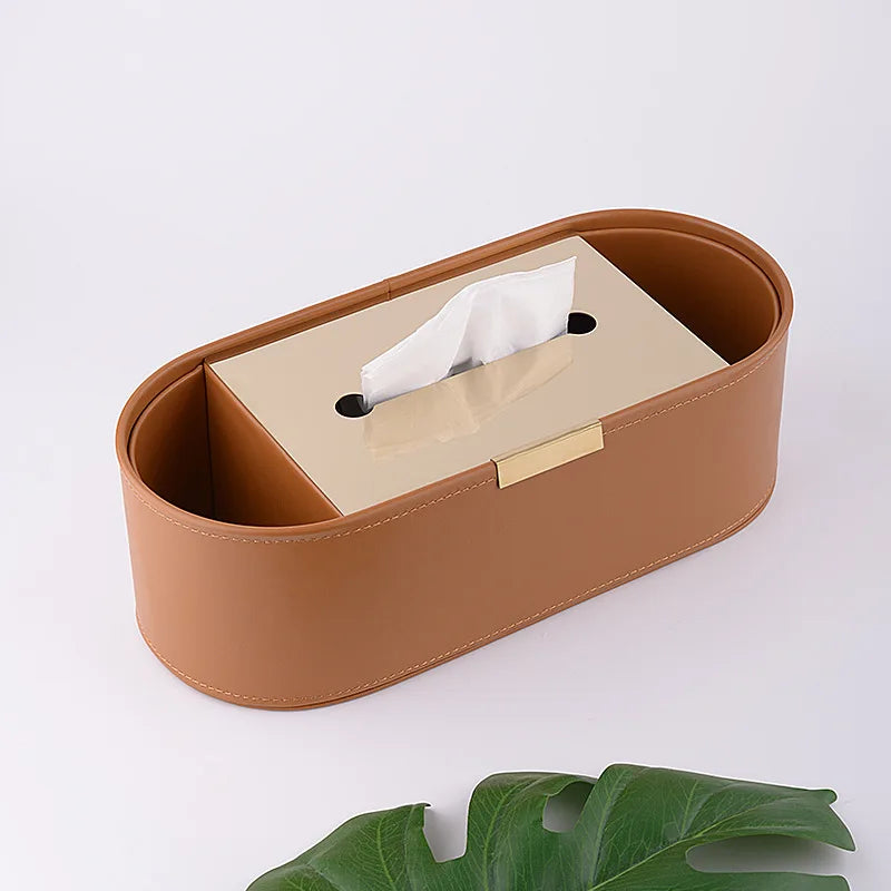 Afralia™ Luxury Leather Tissue Box & Desktop Organizer - High-end Home Decor