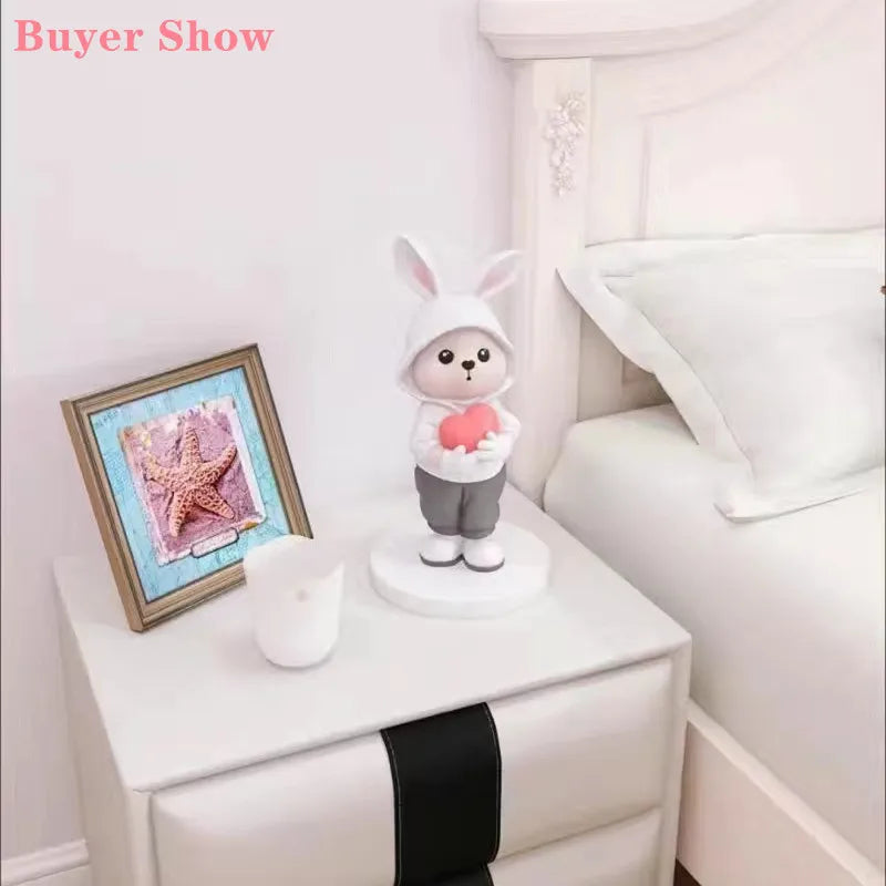 Afralia™ Cute Rabbit Desk Figurines, Cartoon Home Decor, Nordic Arts, Crafts Supplies