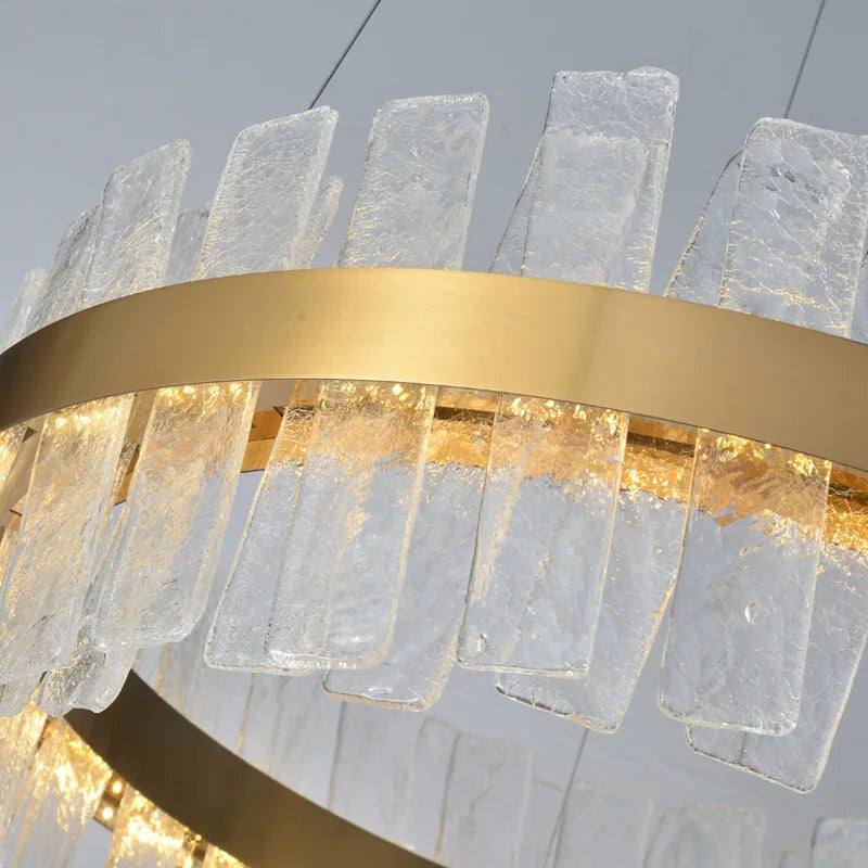 Afralia™ Golden Crystal Chandelier LED Pendant Light - Luxury Modern Glass Lighting