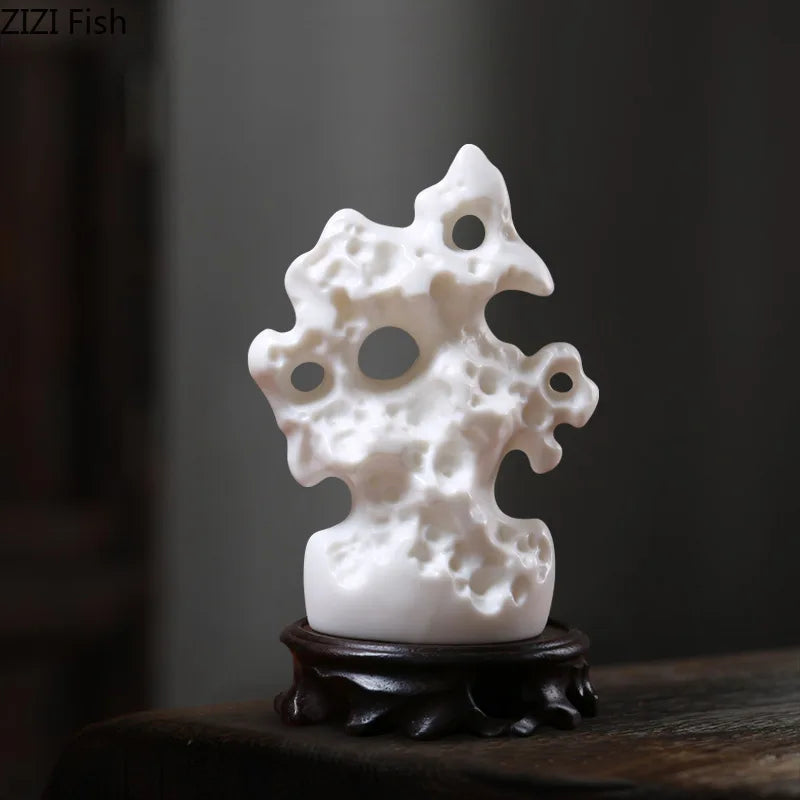 Afralia™ Taihu Stone Rockery Sculpture Desk Ornament Modern Home Decor
