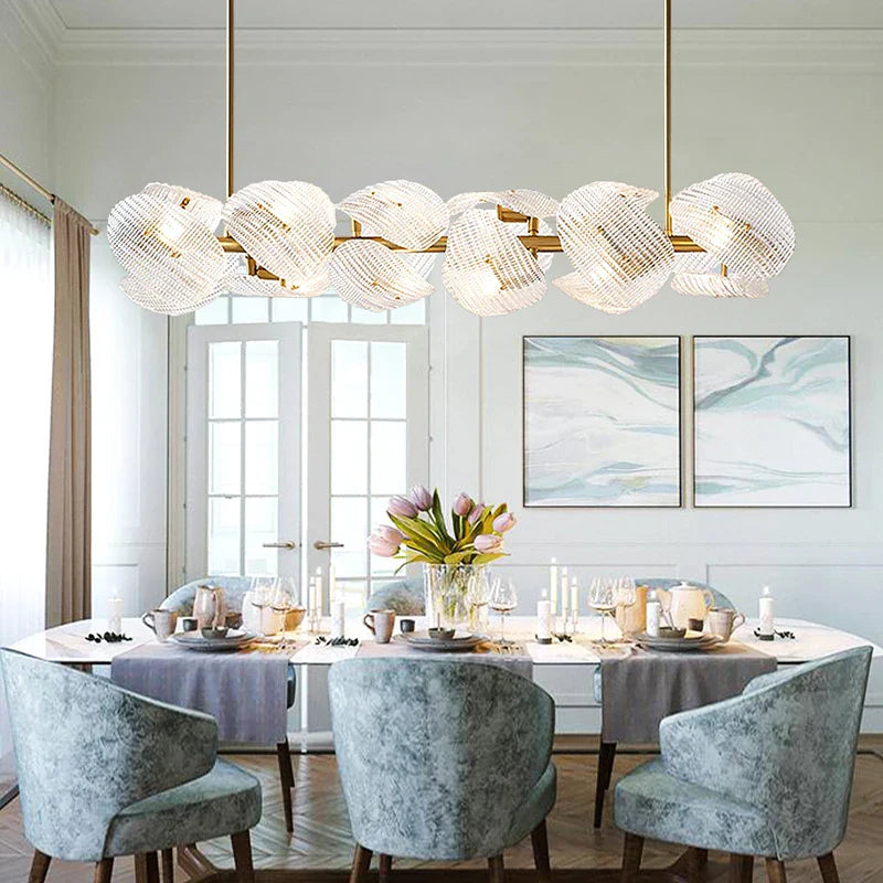 Afralia™ LED Glass Petal Chandeliers: Luxury Modern Hanging Lamps for Dining Table