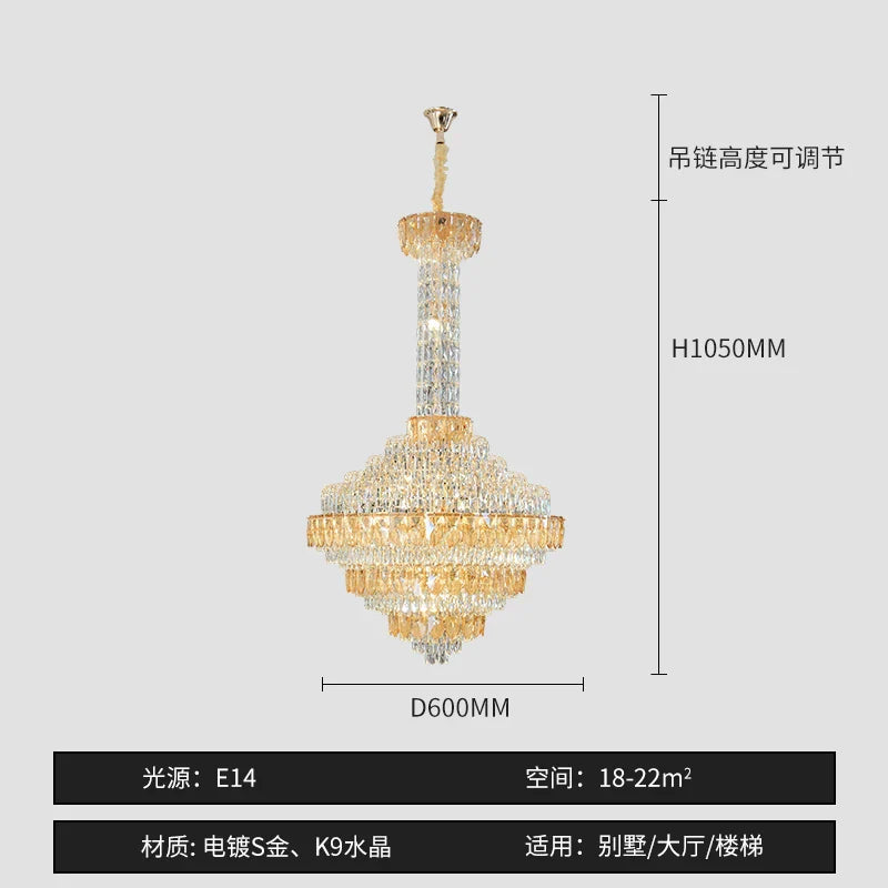 Afralia™ Crystal Chandelier for High-End Designer Duplex Living Room
