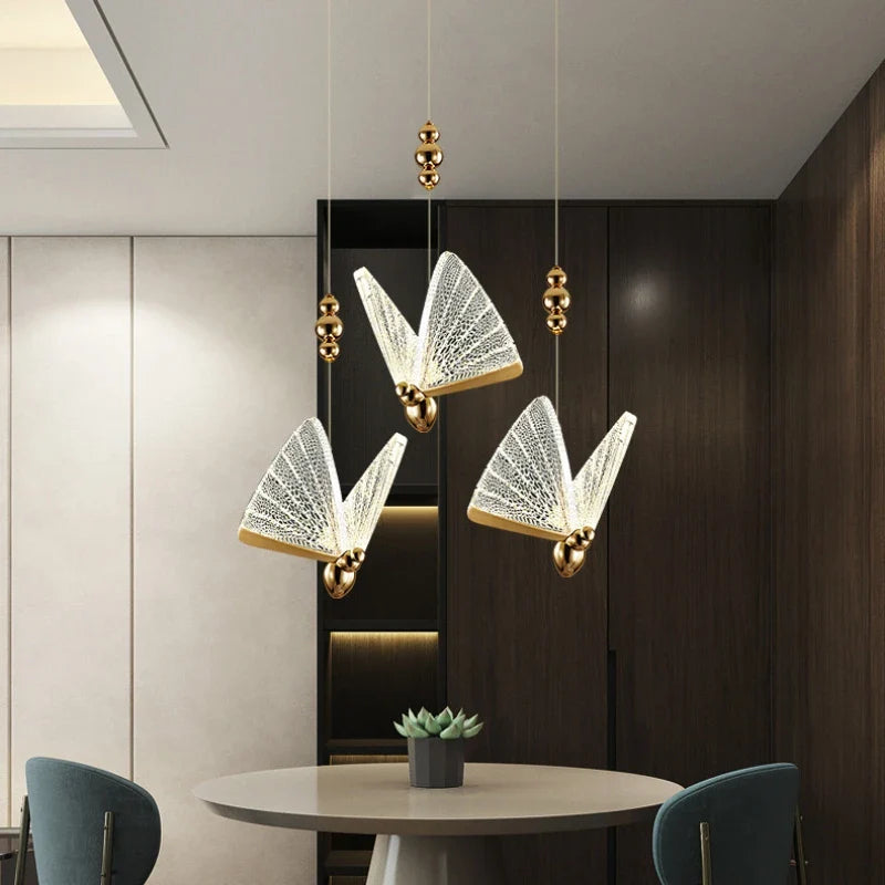 Afralia™ Butterfly LED Chandelier: Modern Hanging Light for Home, Bedroom, Coffee Store & More