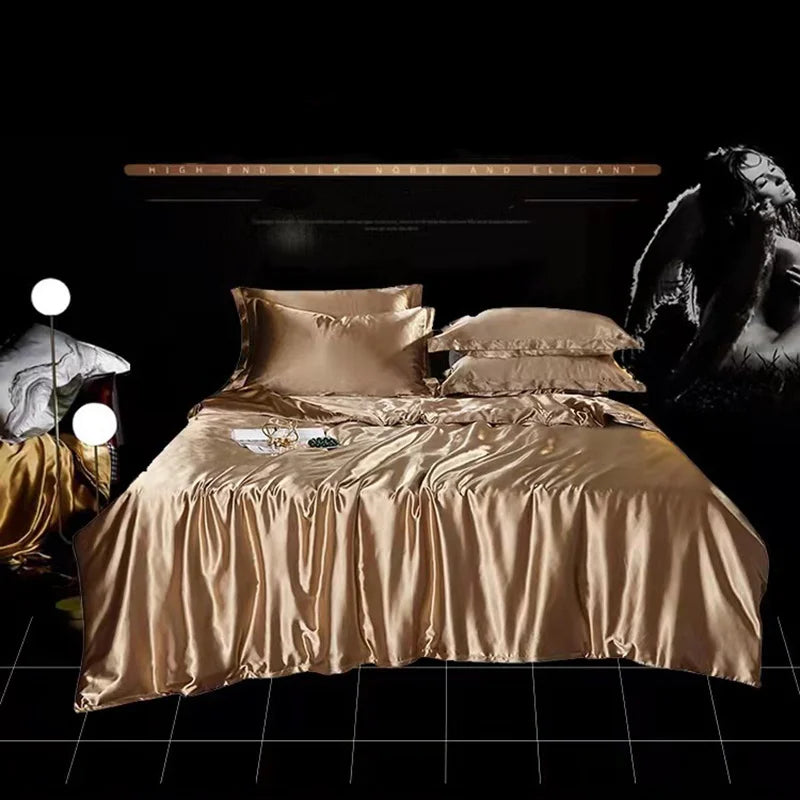 Afralia™ Mulberry Silk-blend Satin Duvet Cover Set for King & Queen Beds