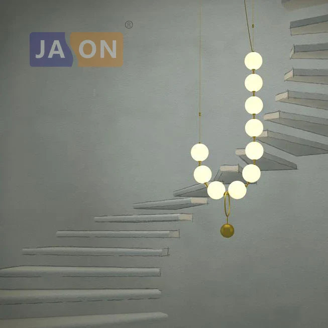 Afralia™ Brass Artistic Necklace Chandelier Lighting for Living Room