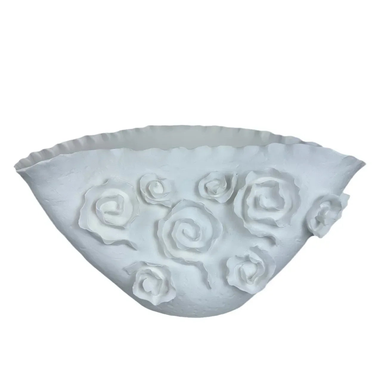 Afralia™ Embossed Rose Ceramic Flower Vase Handmade Porcelain Craft Home Decor