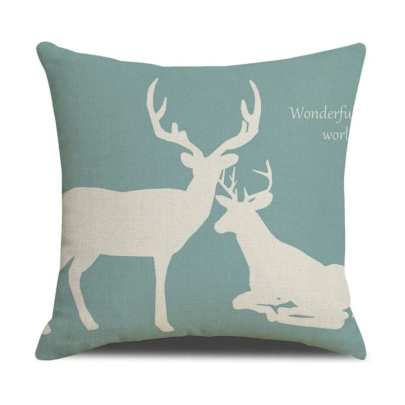 Afralia™ Deer Grid Line Pillowcase 45x45cm Nordic Linen Cushion Cover for Modern Home