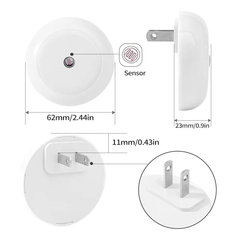 Afralia™ LED Night Light Smart Sensor Plug-in Wall Night Lamp for Home Bedroom Hallway