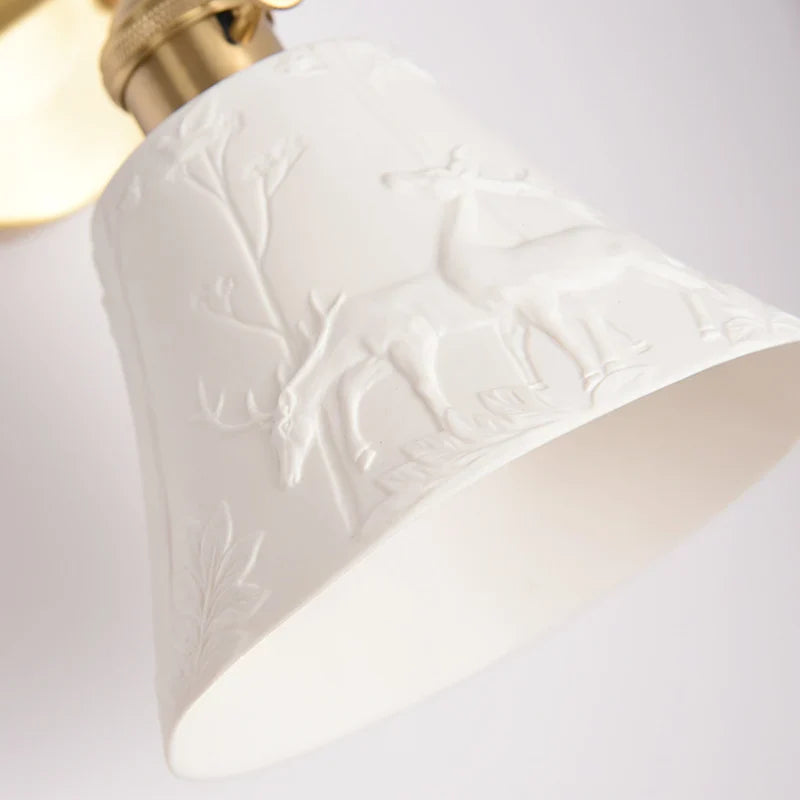 Elk Ceramic LED Wall Sconce, Afralia™ Nordic Copper Pull Chain Mirror Light