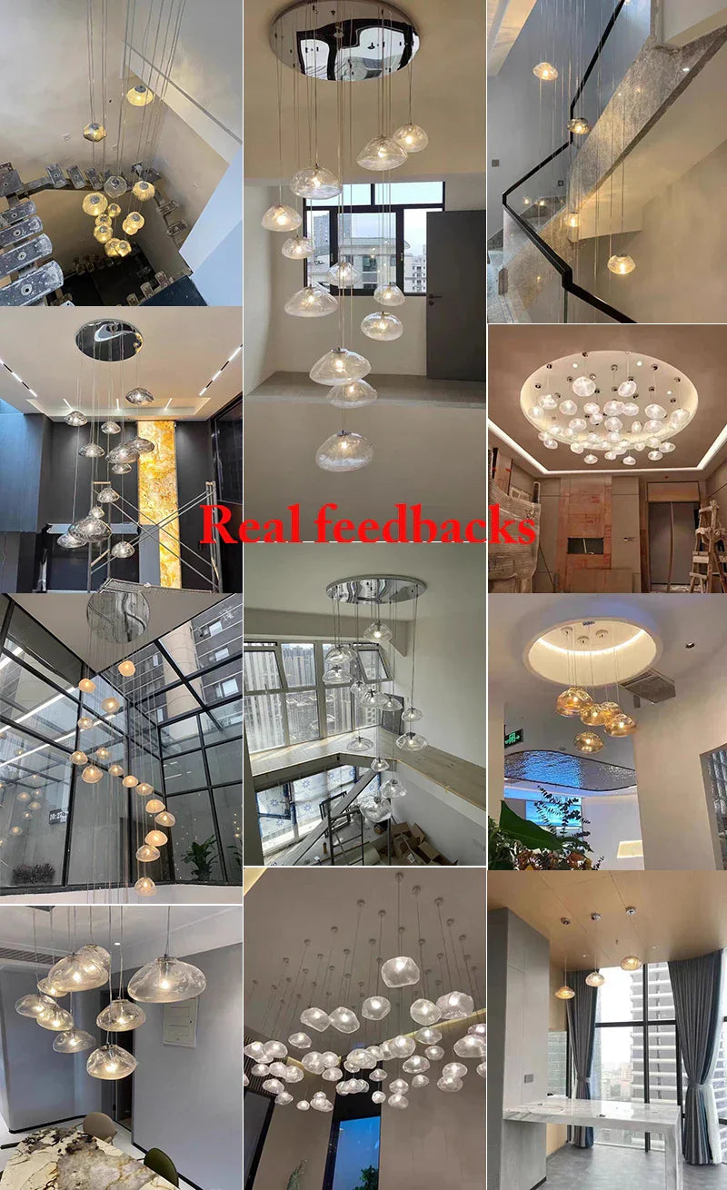 Afralia™ Glass Pendant Light: Nordic Chandelier for Living Dining Room Restaurant Loft Stairwell