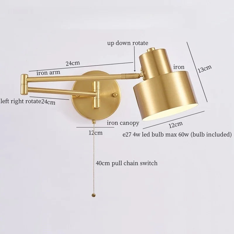 Afralia™ Swing Arm LED Wall Light for Bedroom Kitchen Living Room Mirror Bedside Lamp