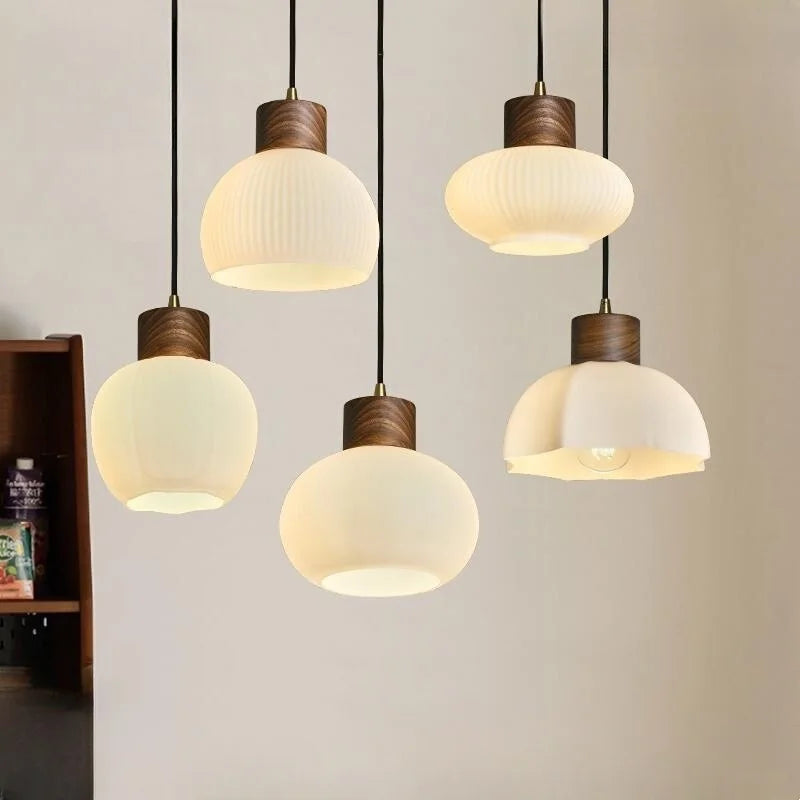 Afralia™ White Glass LED Pendant Lights for Modern Minimalist Decoration