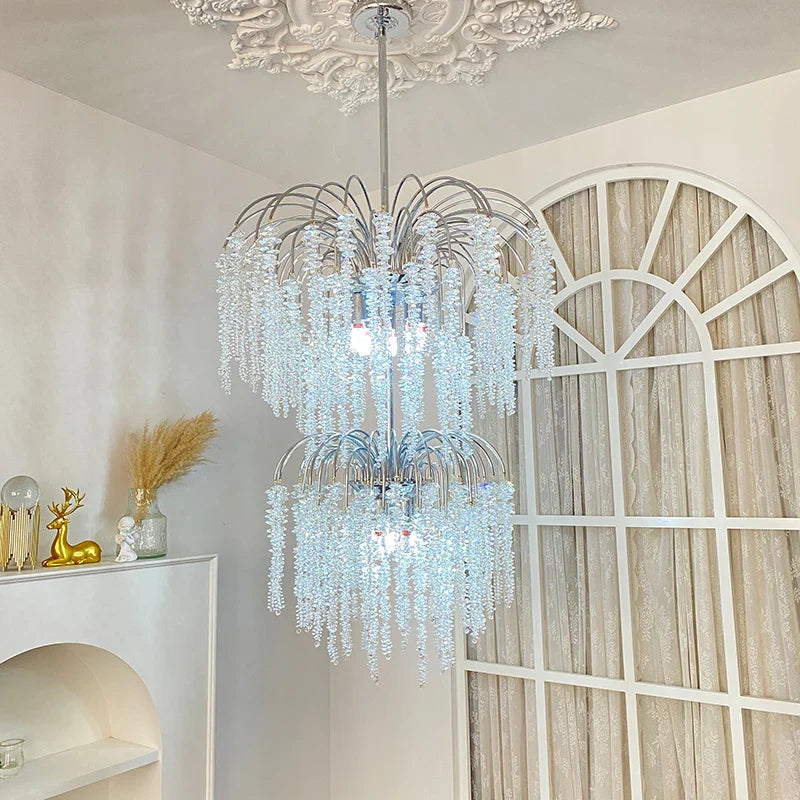 Afralia™ Luxury Crystal Chandelier for Staircase in Duplex Villa with LED Branch Lighting