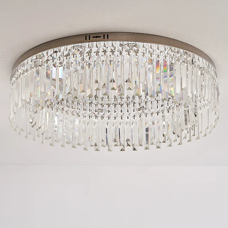 Afralia™ Luxury Crystal Round Black Gold Ceiling Chandelier for Bedroom Living Room Lighting