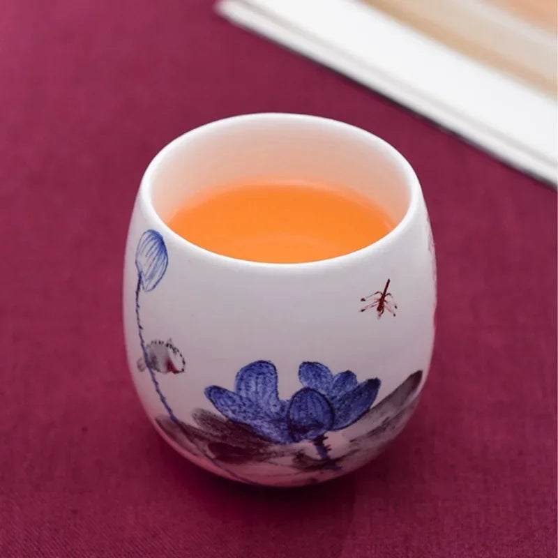 Afralia™ Ceramic Kung Fu Tea Cup With Handle White Porcelain Drinkware