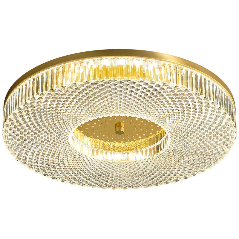 Afralia™ Round All Copper Ceiling Light for Bedroom, Balcony, Aisle - Light Luxury Room Lamp