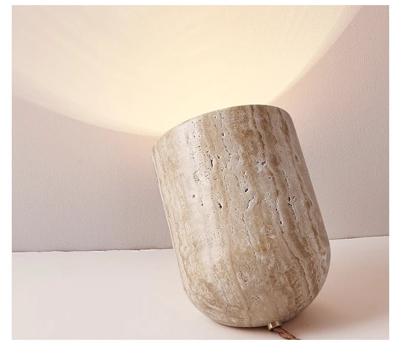 Afralia™ Travertine Stone Table Lamp for Bedroom Living Room Study Lighting