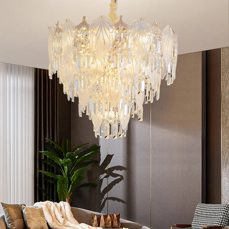 Afralia™ French Crystal Chandelier Cream Wind Lighting Elegant Luxury Lights