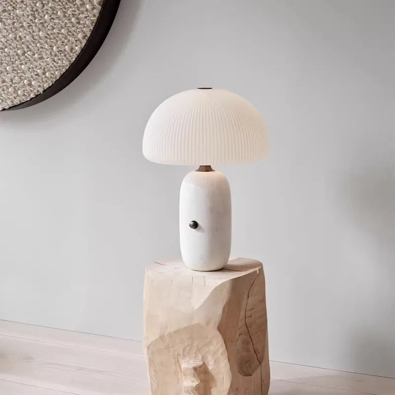 Afralia™ Mushroom Marble Desk Lamp LED Art Decor Table Bedside Light
