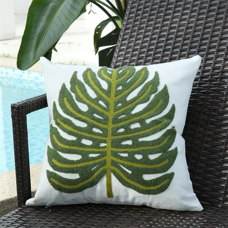 Afralia™ Boho Floral Embroidered Canvas Cushion Cover 45*45cm for Living Room