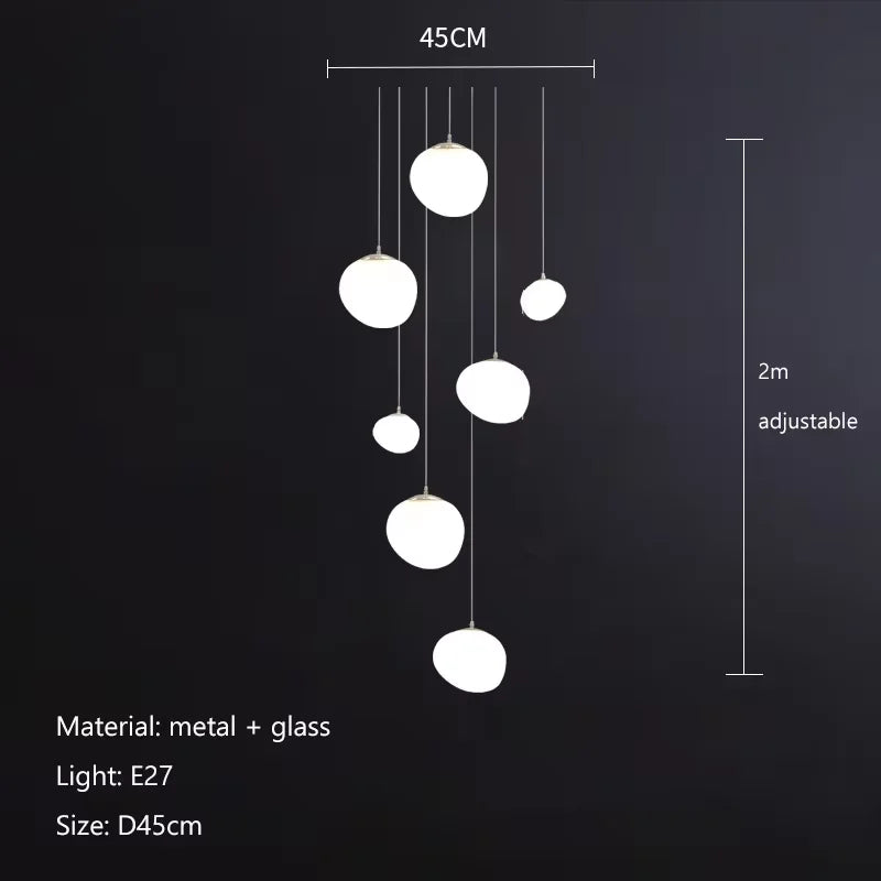 Afralia™ Gregg Pendant Lamp: White Bubble Glass Italian Design for Home, Kitchen, Restaurant