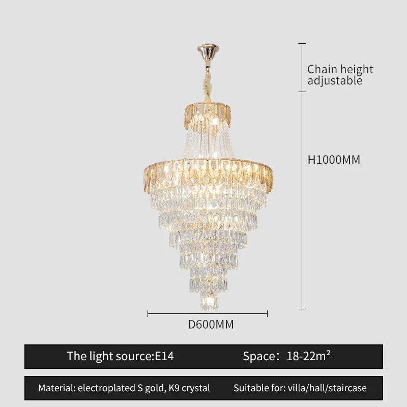 Afralia™ Crystal Chandelier Art Living Room Lighting for Duplex Buildings and High-End Restaurants