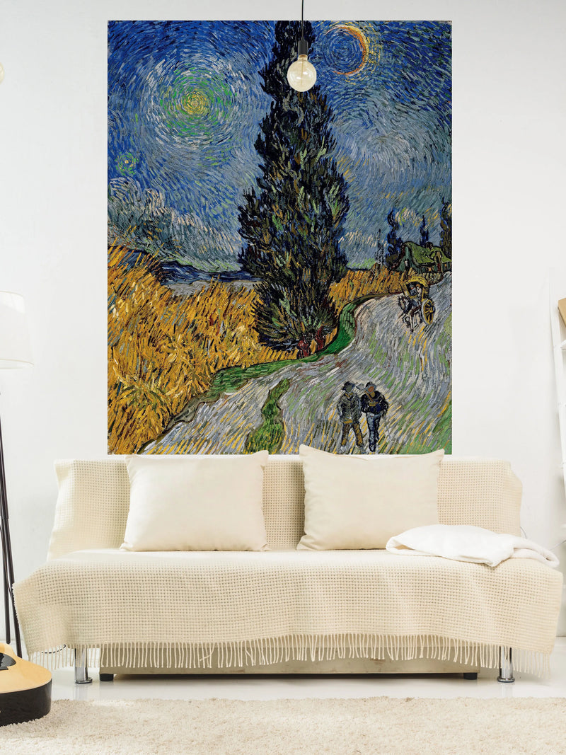 Van Gogh Inspired Terrace Wall Hanging Carpet Art Print by Afralia™