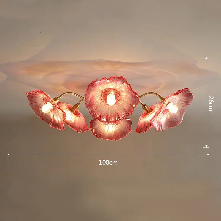 Afralia™ Lotus Leaf Glass Ceiling Chandelier with E14 Bulb