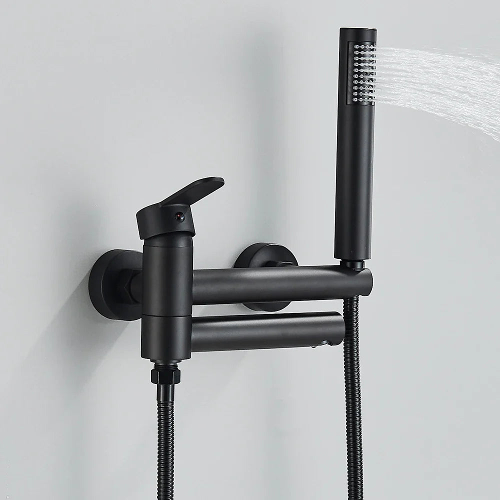 Afralia™ Black Wall Mounted Waterfall Bathtub Faucet for Embedded In-wall Tub Shower System